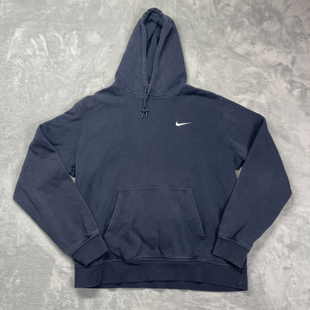 Nike Hoodie Mens XL Navy Fleece Lined Embroidered Swoosh Long Sleeve Drawstring
